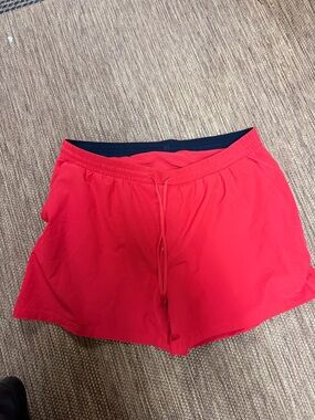 lululemon Red Drawstring Athletic Shorts
